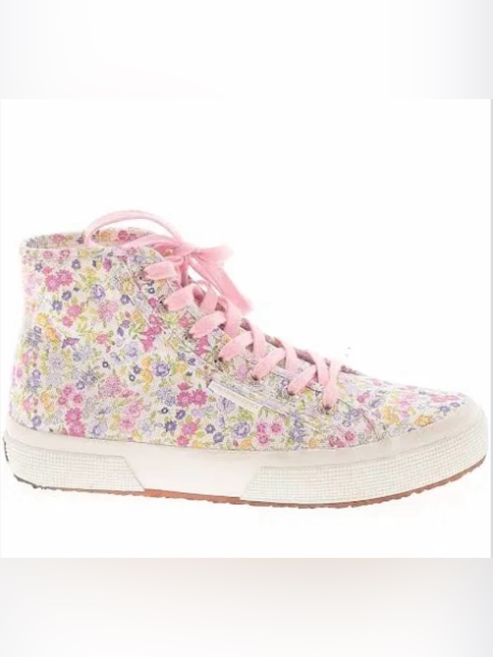 LoveShackFancy High-Top Floral Canvas Sneakers Pink Satin Ombré Laces NWT 9.5 💐
